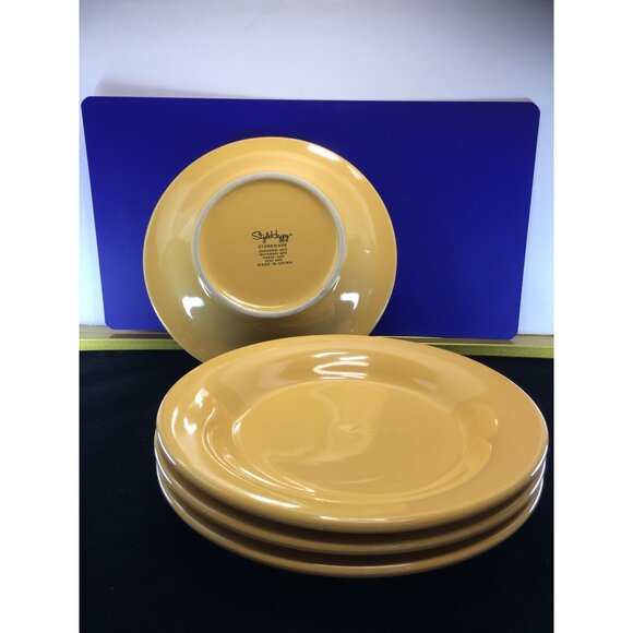 Style Happy Stoneware Rimmed Soup Pasta Bowls Yellow 9.5'' - Set of 4 - Picture 10 of 13
